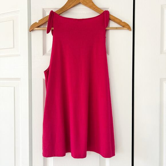 GAP Bright Pink Tie Shoulder Tank Top Size XS Soft Stretch Knit Sleeveless - Picture 4 of 4